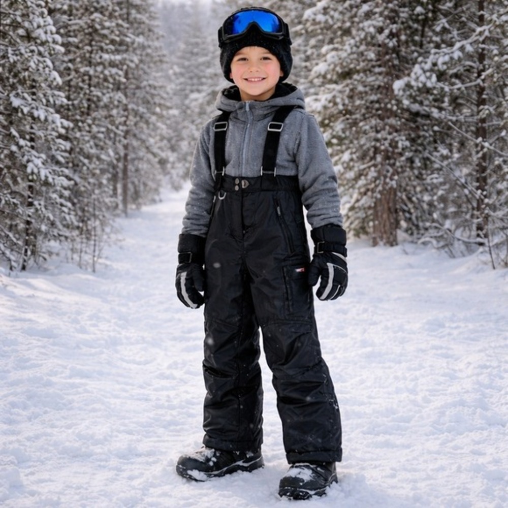 32 Degrees Weatherproof Black Ski Snow Bib Pants Youth Unisex S 7/8 Insulated